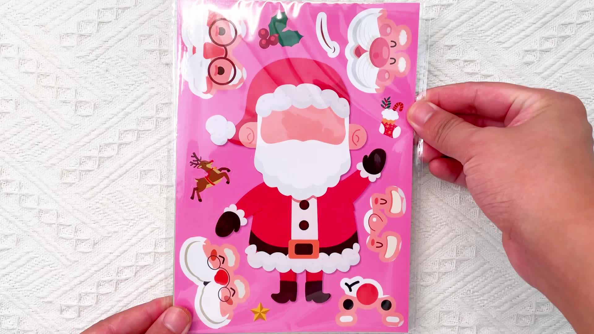 6pcs Christmas Santa Claus Face Changing Stickers DIY Puzzle Stickers