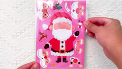 6pcs Christmas Santa Claus Face Changing Stickers DIY Puzzle Stickers