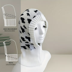 Milk Pattern Ruffles Knit Hat Elastic Warm Balaclava Hoodie Hats