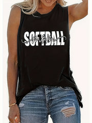 Leopard Letter Print Tank Top for Summer Women's Clothing