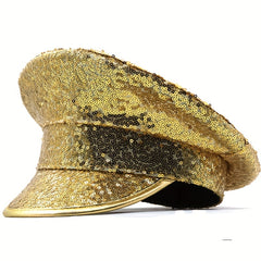 Glitter Bride Hat Full Sequin Decor Sparkly Bridal Women Captain Hat