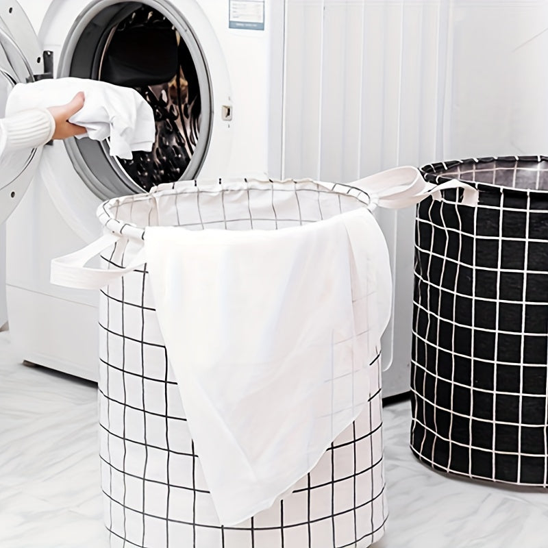Plaid Storage Basket Foldable Dirty Clothes Household Organizer