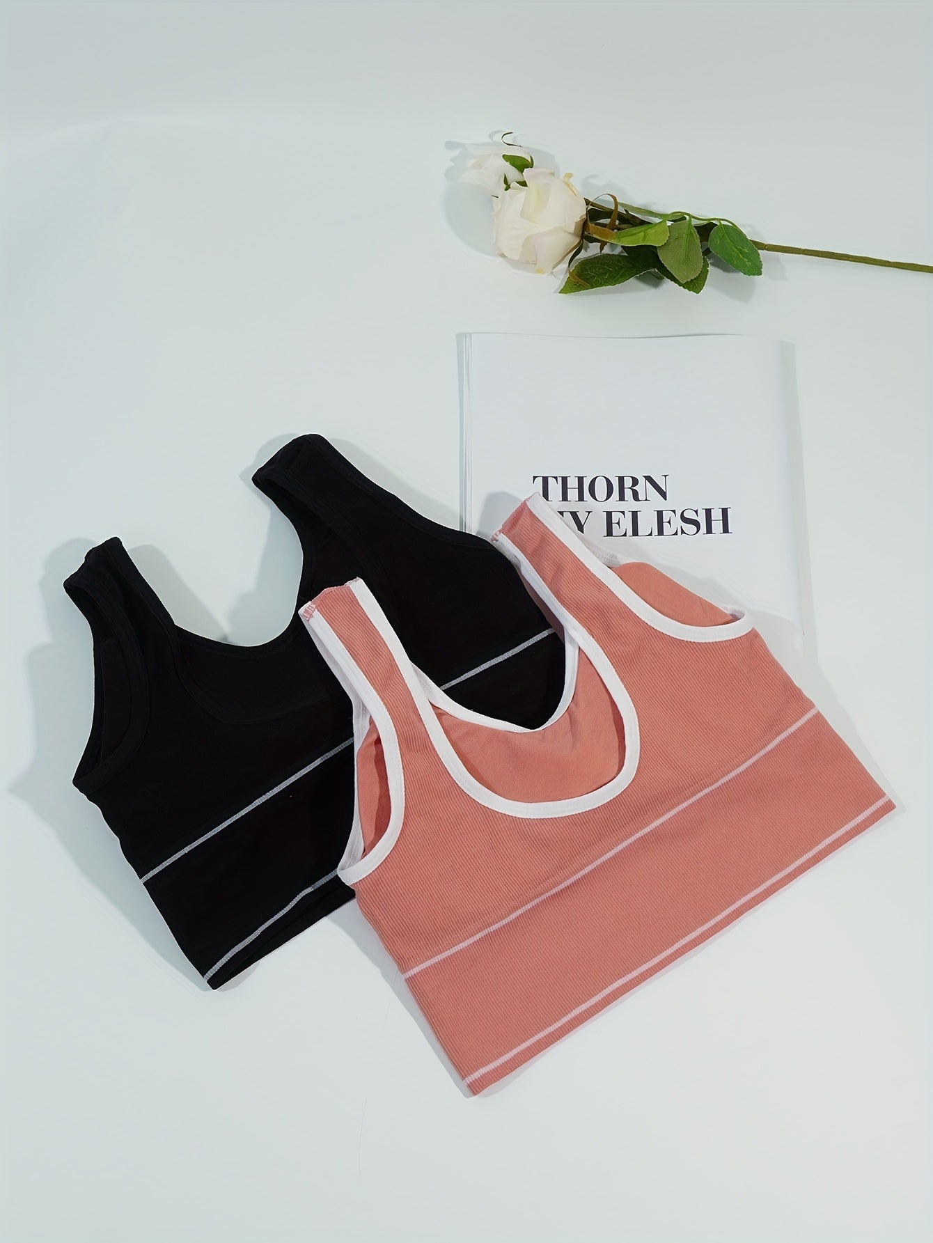 2pcs Letter Print Tank Tops V Neck Sports Top Women's Lingerie & Underwear