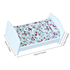 Charming Wooden Dollhouse Bed with Floral Pattern - Bunk Model for Kids