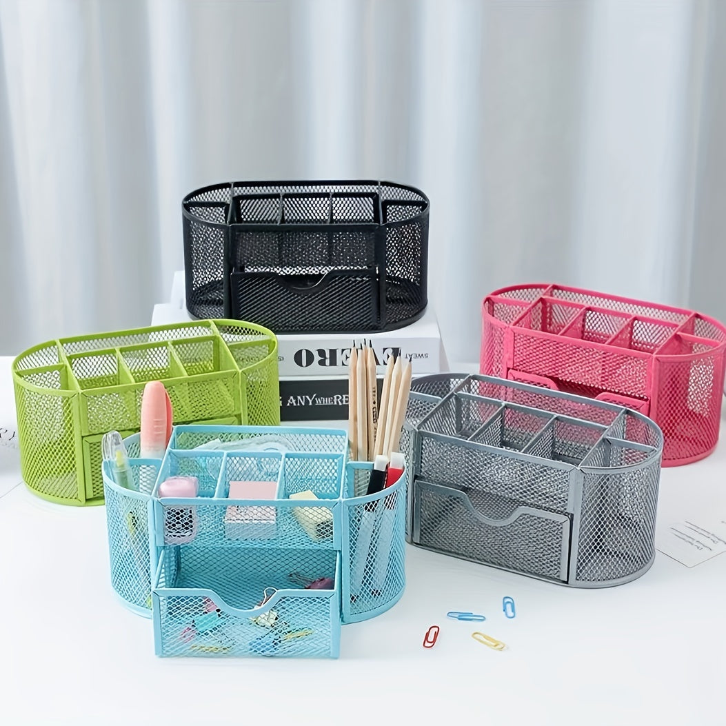Metal Pen Holder Nine Grid Iron Art Desktop Storage Box