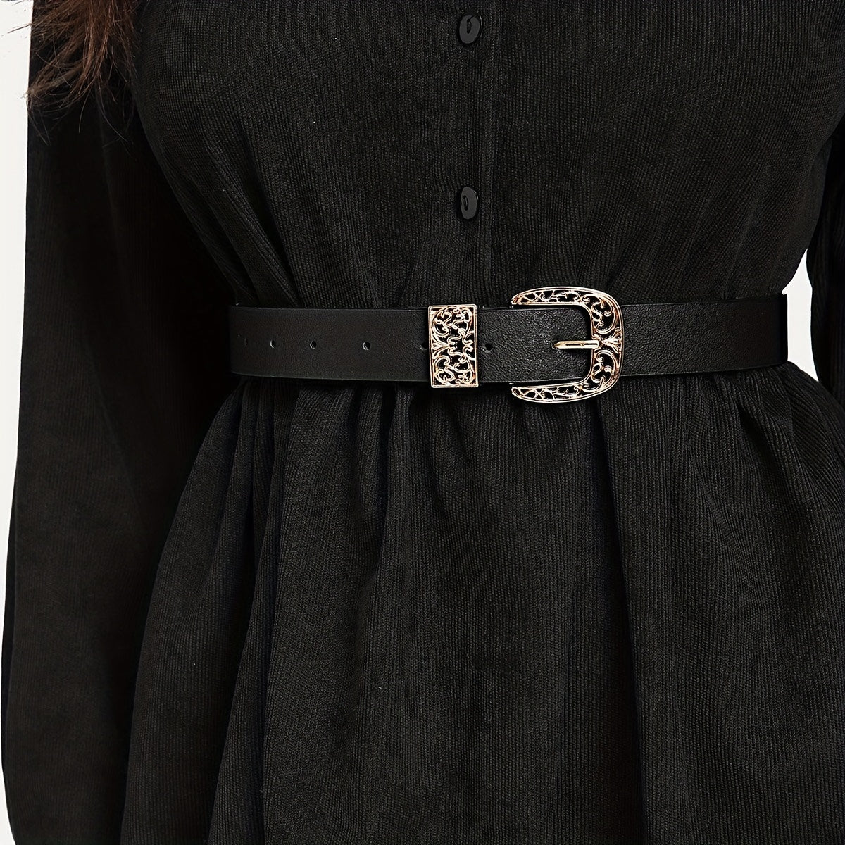 Hollow Buckle Belt PU Leather Casual Waistband Women Jeans Pants Dress Belts