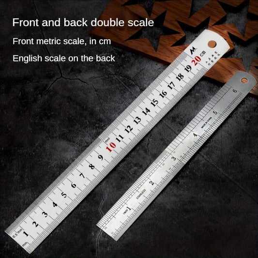 Double Sided Stainless Steel Ruler 15" Metric Imperial DIY Tool