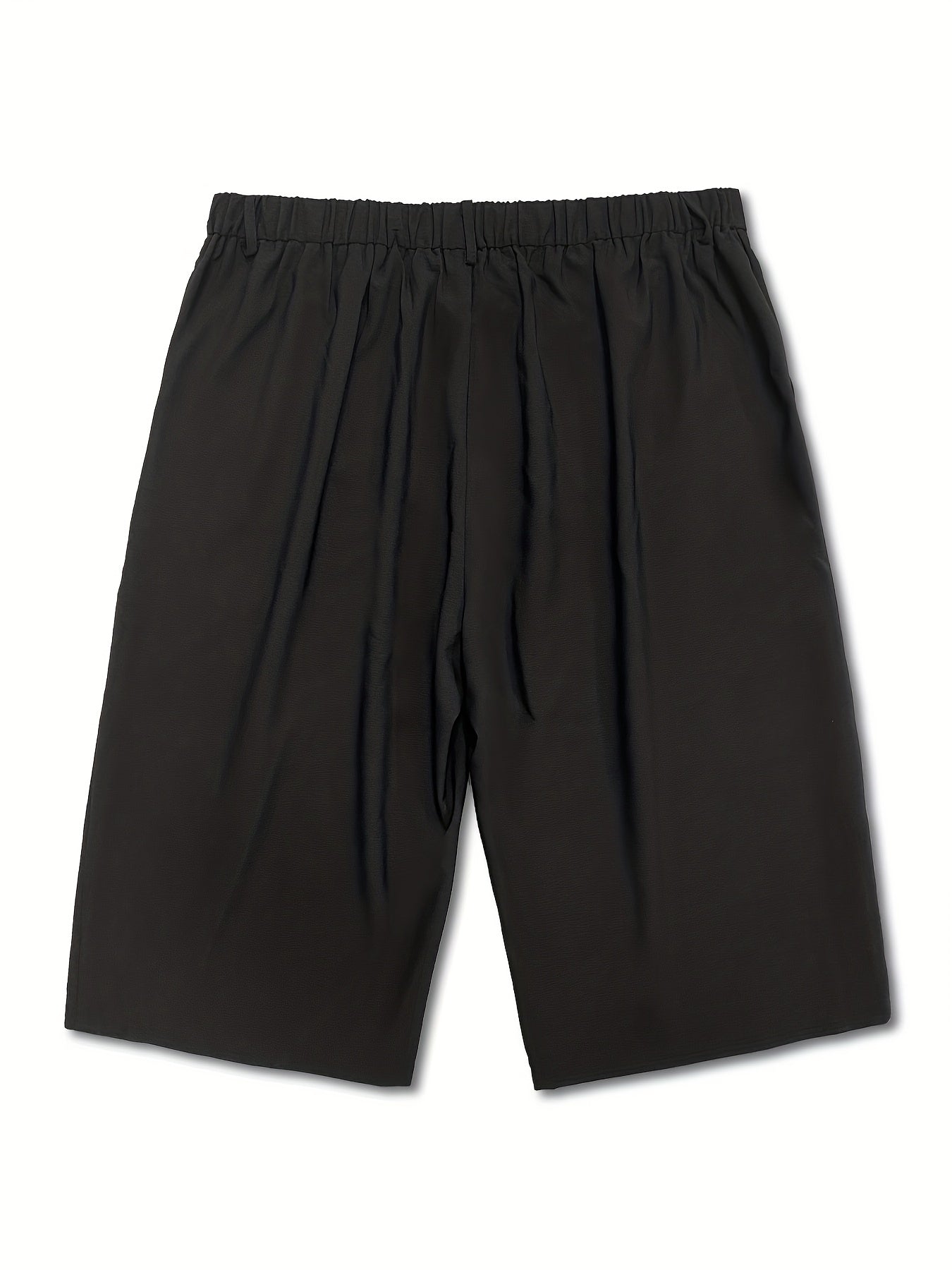  Solid Button Knee Length Elastic Waist Shorts