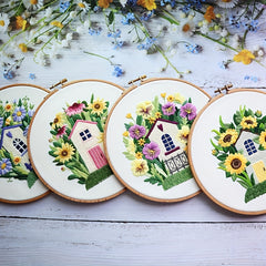 Embroidery Starter Kit Flower Theme Cross Stitch Adults Embroidery Hoop Threads