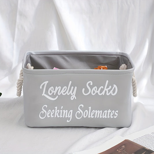 Large Fabric Storage Box w/ Rope Handles - Lonely Sock Seeking Solema
