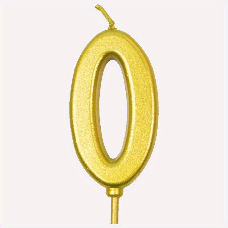 Golden Birthday Candles with Base for Cake Decoration - Party Supplies