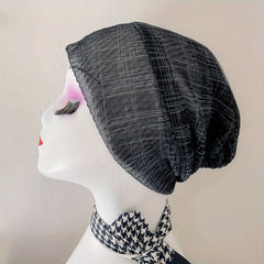 Pleated Mesh Beanie Thin Breathable Turban Cap Head Wrap Chemo Hats