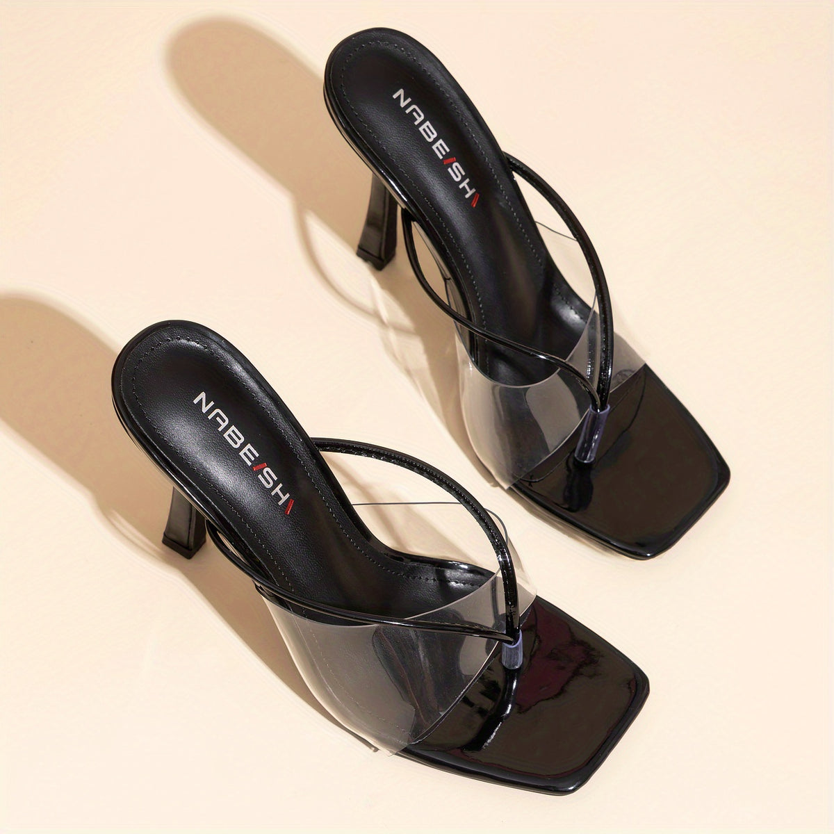 Women's Clear Strap Stiletto Heels Faux Leather Pumps