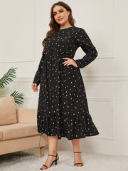  Women's Raindrop Print Long Sleeve Maxi Dress