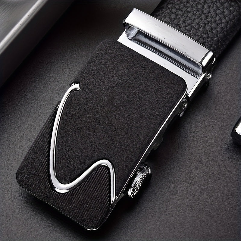 Men's Faux Leather Belt with Automatic Buckle
