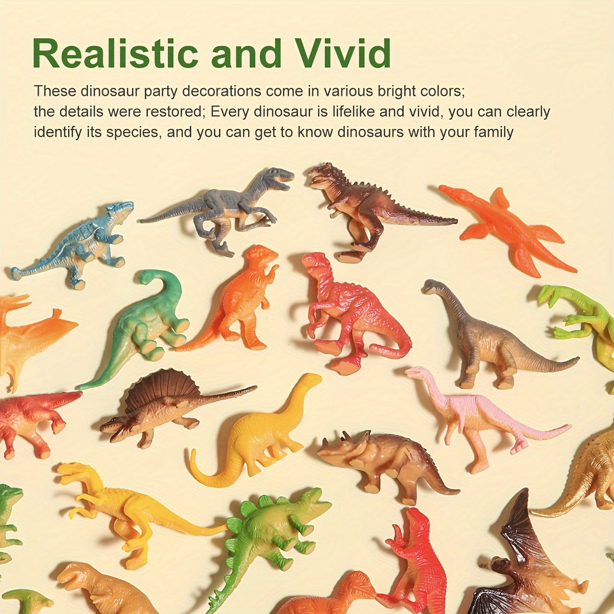 32pcs Plastic Dinosaur Figures Toys Birthday Party Favors Cupcake Toppers