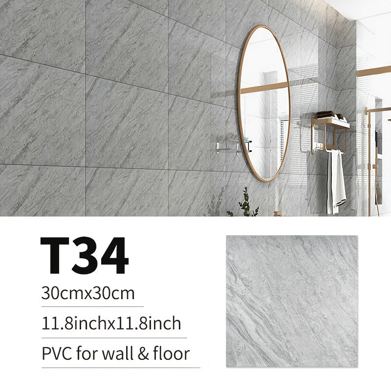 20pcs PVC Marble Floor Stickers Self Adhesive Waterproof Bathroom