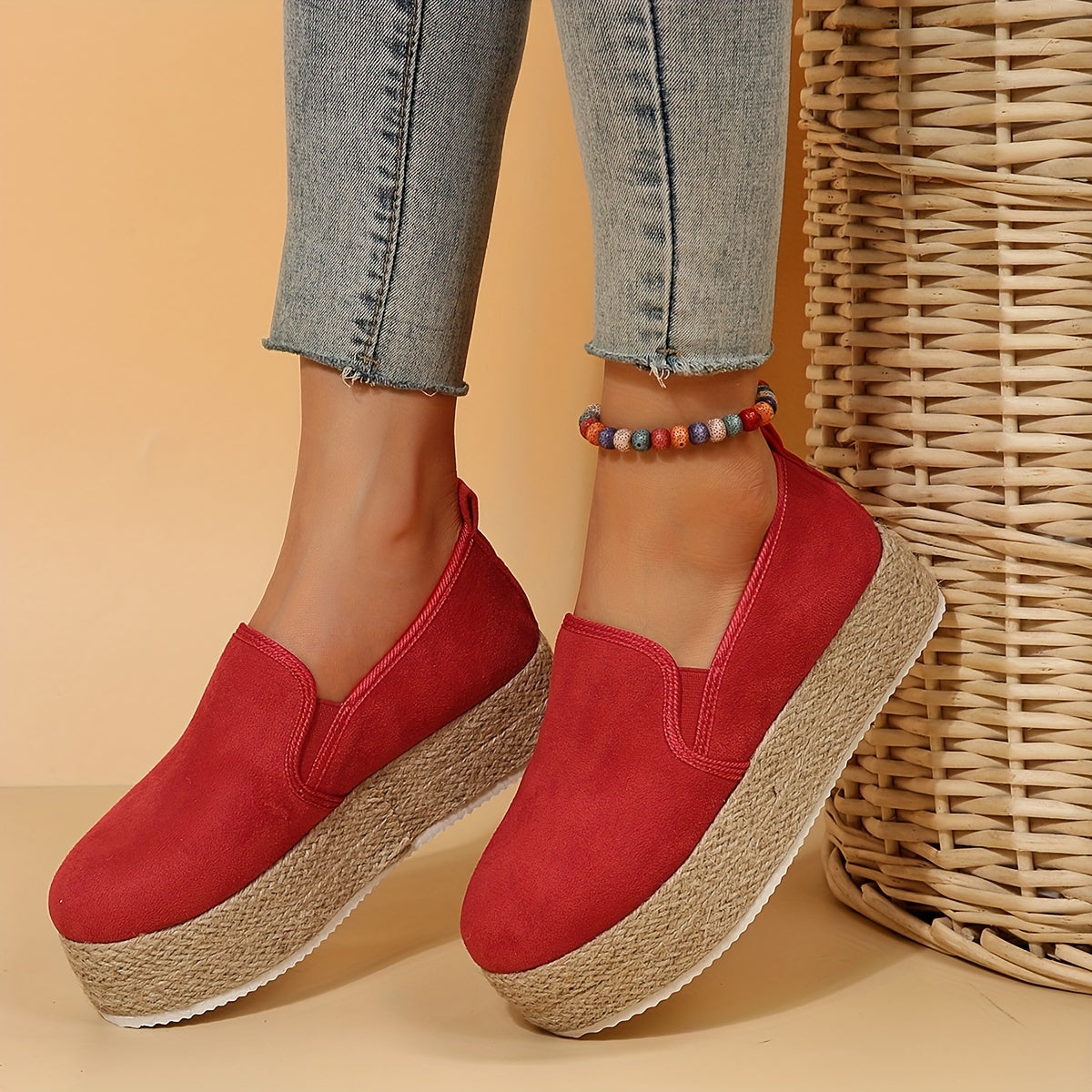 Women's Espadrille Platform Loafers Soft Sole Slip On Shoes