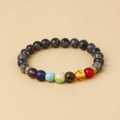 7 Chakra Stone Bead Bracelet Tiger Eye Yoga Balance Men Buddha Jewelry