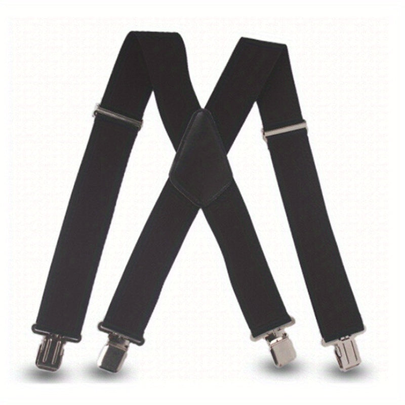  Wide Men's Suspenders High Elastic Adjustable 4 Strong Clips Suspender