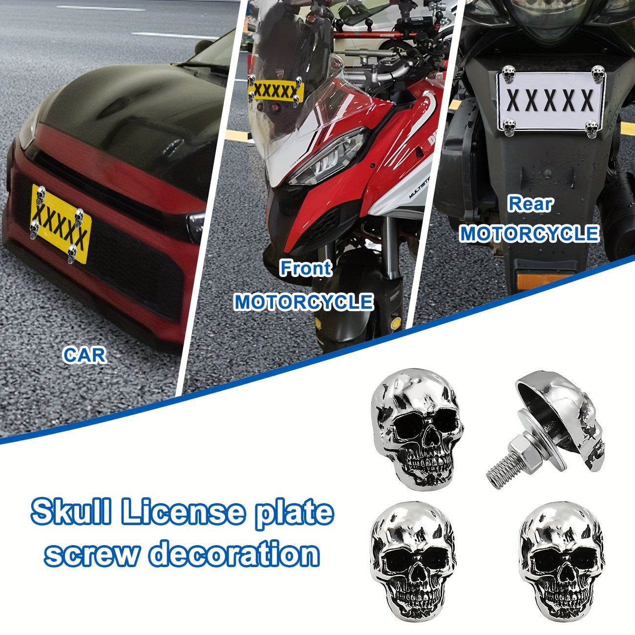 Skull Plate Screw Kit for Cars Trucks Motorcycles
