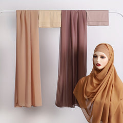 Chiffon Hijab & Bottoming Hat Set Long Sunscreen Turban Basics