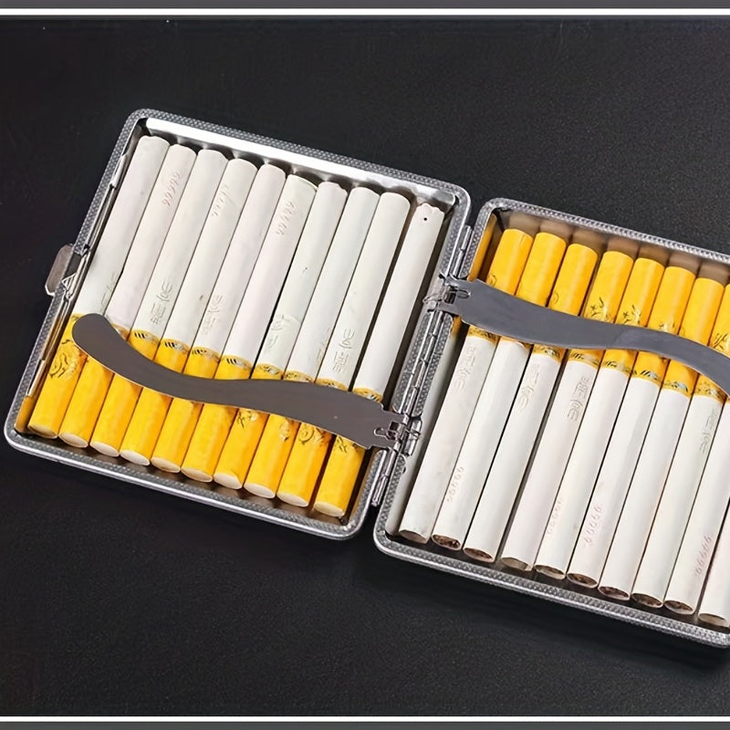 20 Pack Metal Clip Leather Cigarette Case Flip Cover Square Keychain