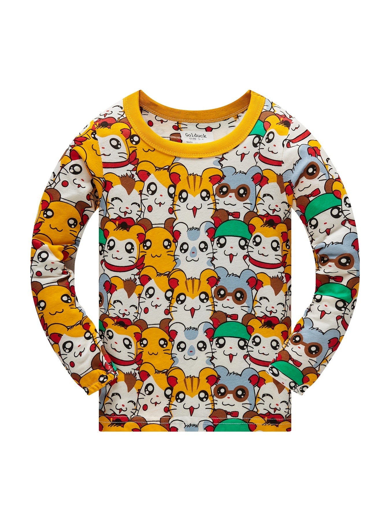 Boys Pajamas Cartoon Animals Print Long Sleeve Top & Pants Set