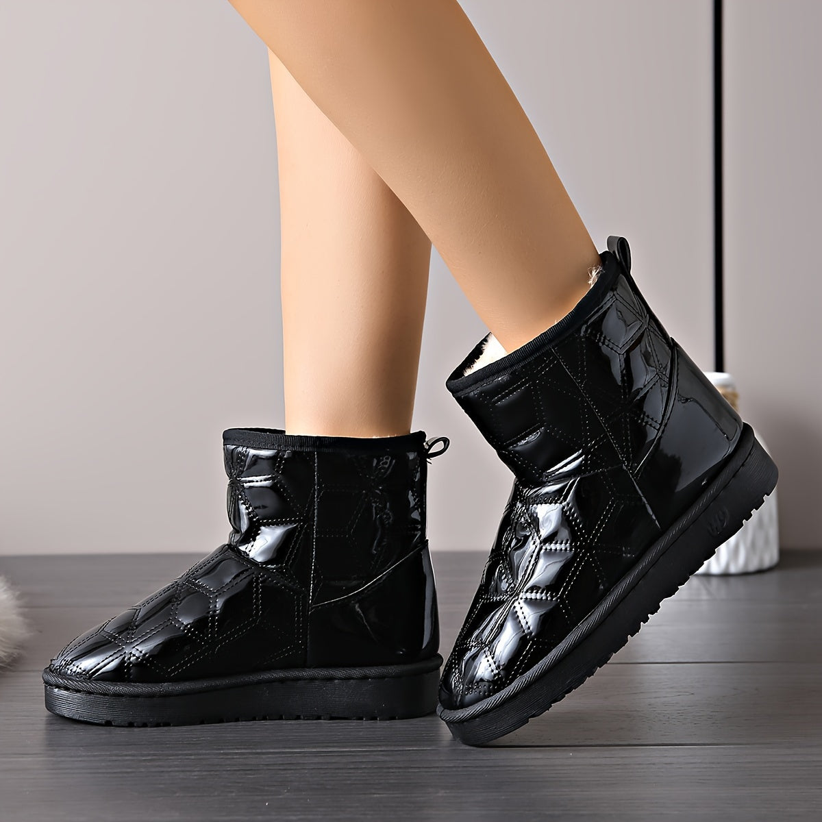 Women's Waterproof Argyle Snow Boots Plush Inner Comfort Lightweight Ankle Boots