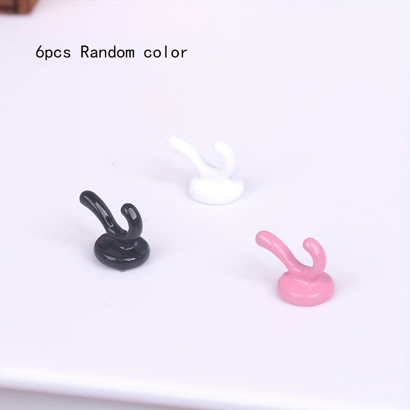 6pcs 1SET Dollhouse Wall Clothes Hook Mini Simulation No Glue