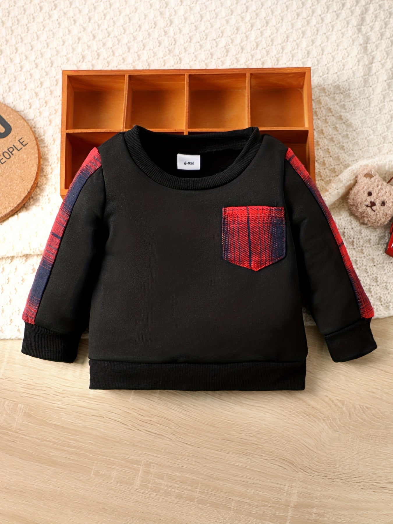 Baby Boy Plaid Long sleeved Top Trousers 2pcs Set