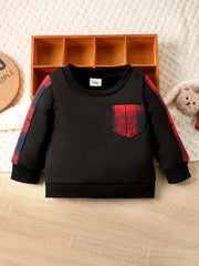 Baby Boy Plaid Long sleeved Top Trousers 2pcs Set