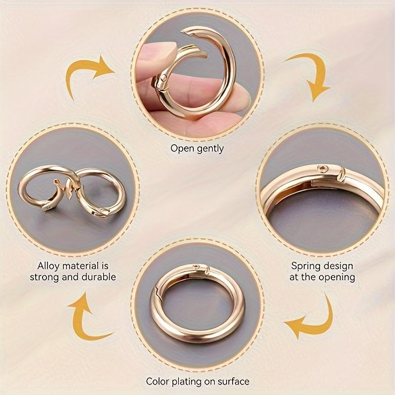 8pcs Spring O-Ring Alloy Buckle Portable Hook Clip Keyring DIY Accessories