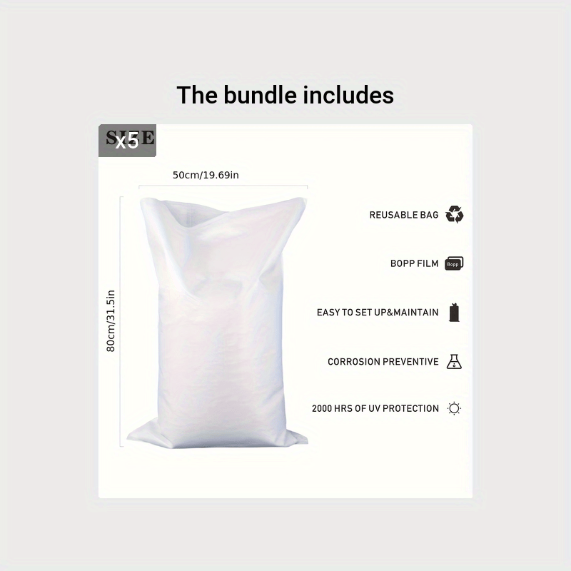 10pcs Empty Woven Polypropylene Sandbags UV Protection