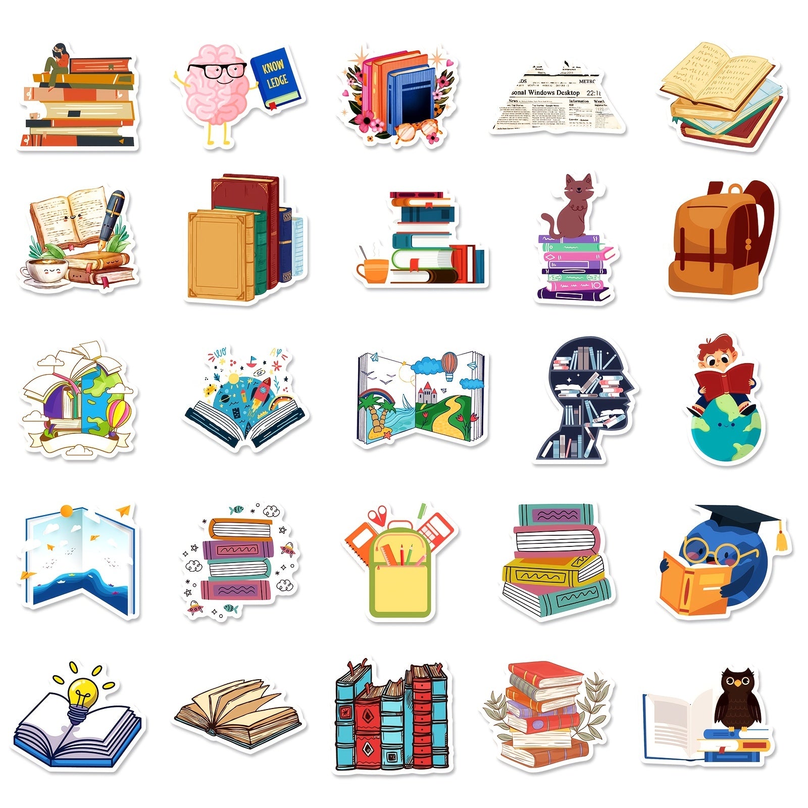 100pcs Book Reading Series Mixed Stickers for Car Luggage Stationery Water Cup