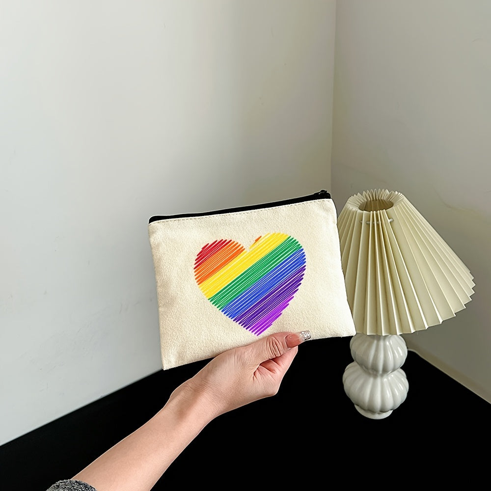 Rainbow Love Print Canvas Storage Bag Clutch Bag