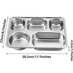 304 Stainless Steel Divided Dining Plate for Camping School Home Durable
