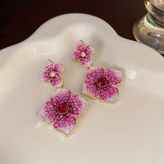 Temperament Flower Pearl Earrings Light Ear Jewelry