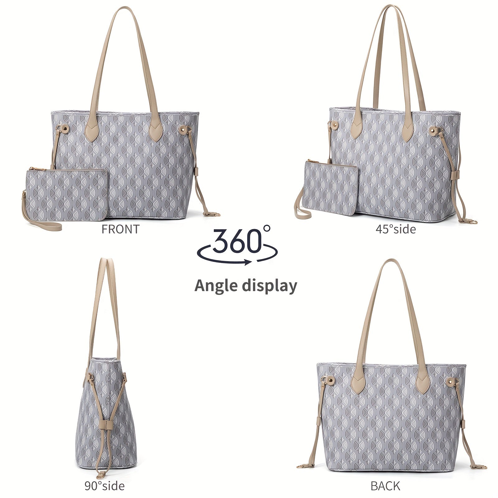 Vintage Geometric Print Tote Bag Retro Shoulder Bag & Purse