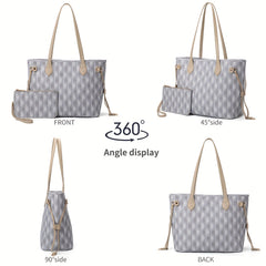 Vintage Geometric Print Tote Bag Retro Shoulder Bag & Purse