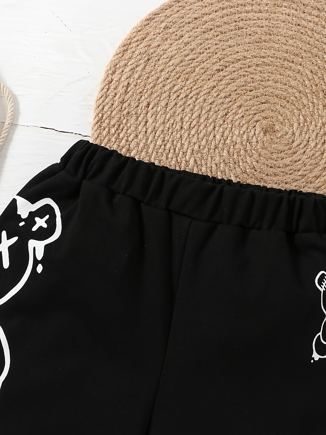 Boys Bear Graphic Print Elastic Waist Shorts for Summer
