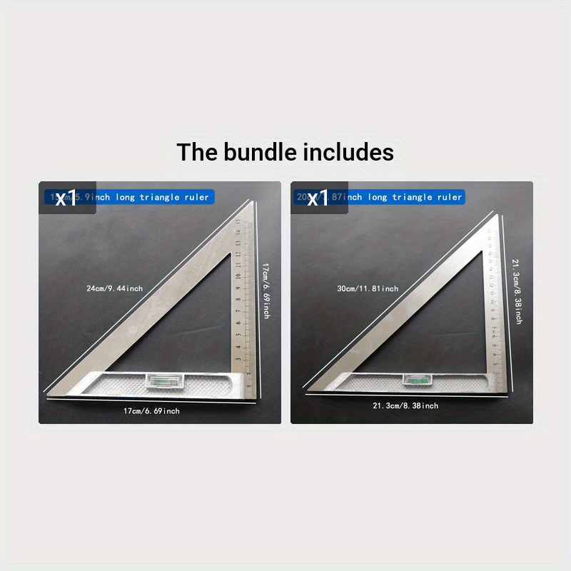 Large Size Triangle Plate Aluminum Alloy 45 Degree Stainless Steel Angle Ruler