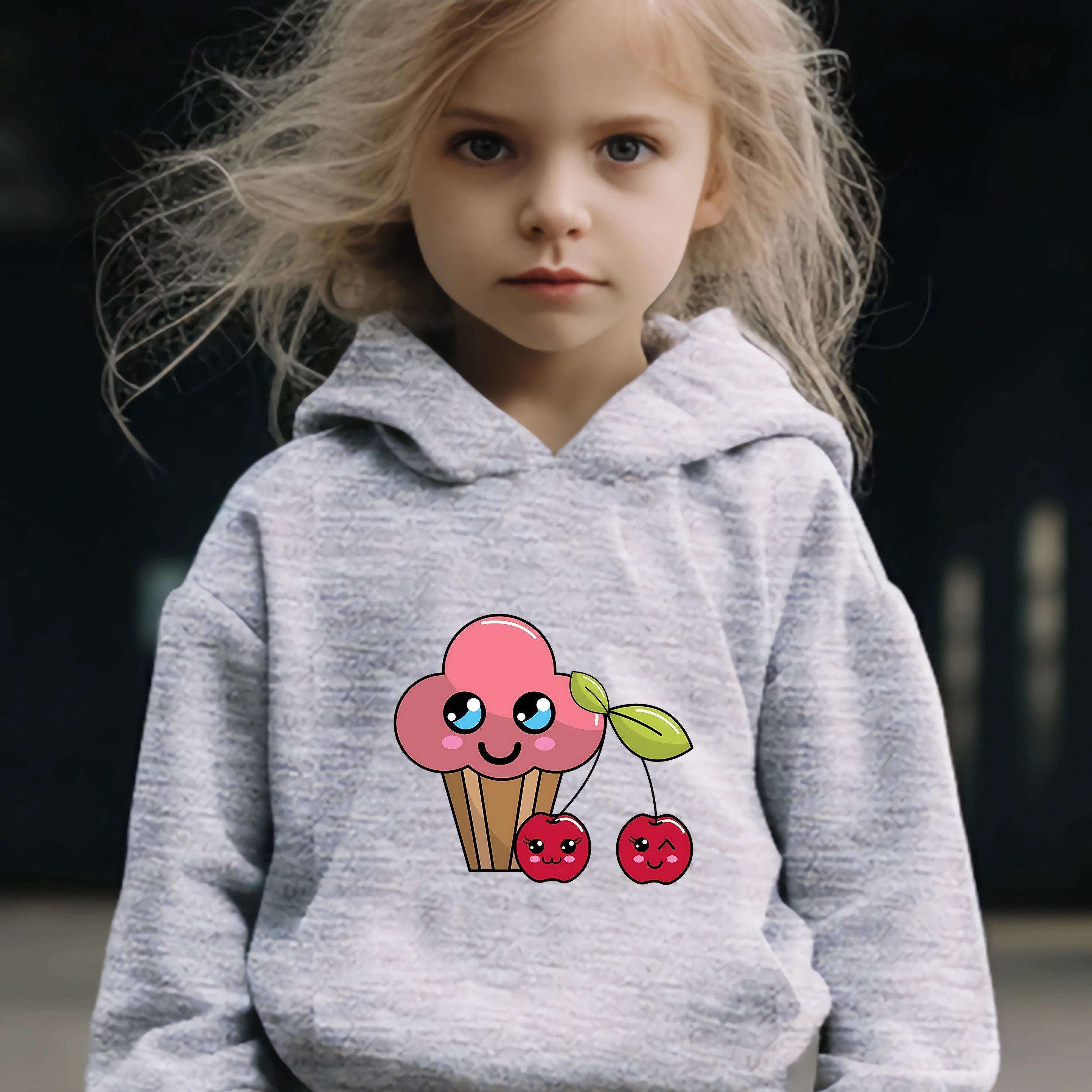 2pcs Girls Activewear Sets Sweet Cherries Pattern Breathable Sports Outfits