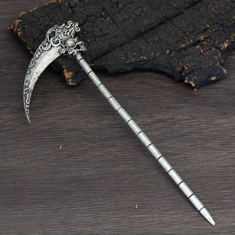Witch Reaper Skull Hairpin Moon Sword Hair Stick Vintage Snake Sword Hair Clip
