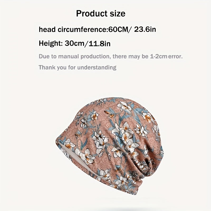 Lace Flower Beanie Cap Printed Skull Hat Lightweight Chemo Hats