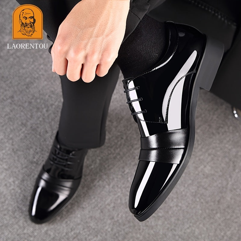 LAORENTOU Men's Leather Pointed Toe Oxford Derby Style Dress Shoes