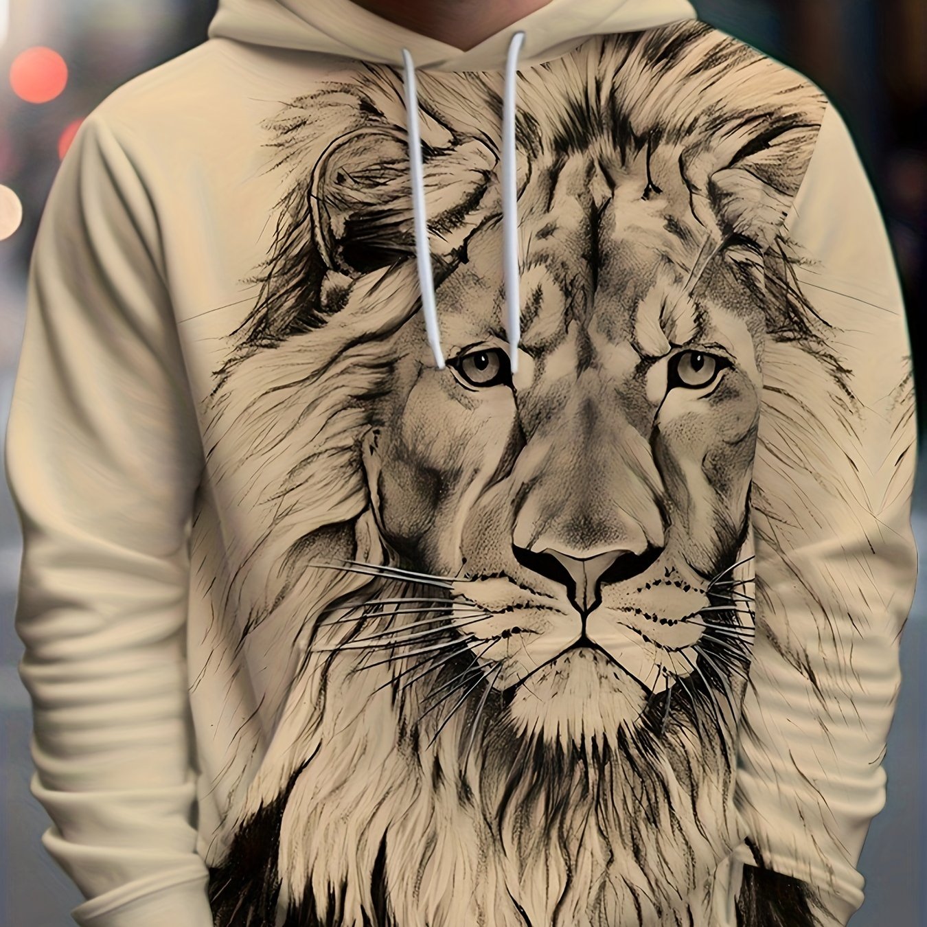 Men's Lion 3D Print Hoodie Graphic Pullover for Autumn Winter