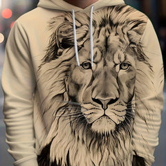 Men's Lion 3D Print Hoodie Graphic Pullover for Autumn Winter