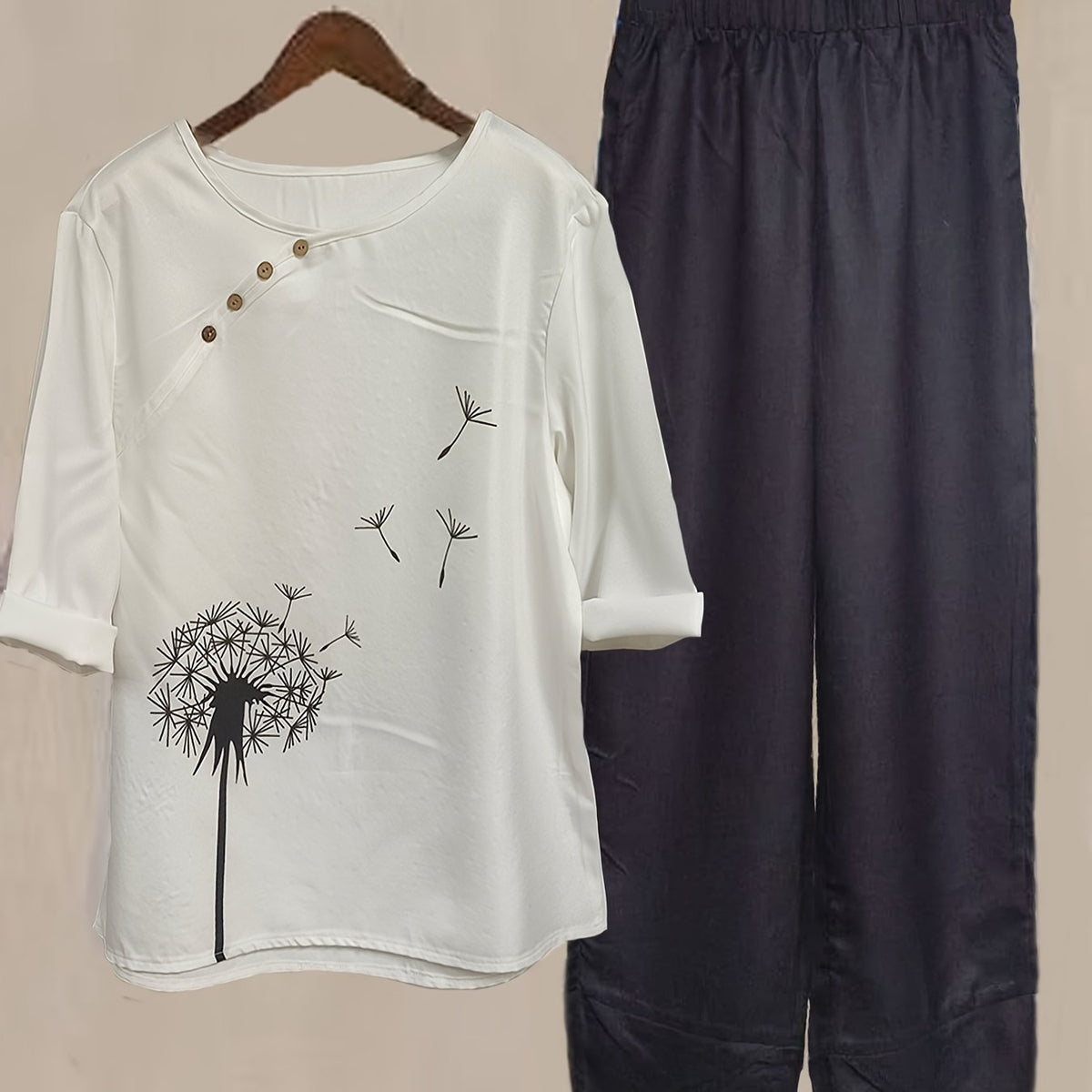 Dandelion Print Two Piece Set Top & Pants
