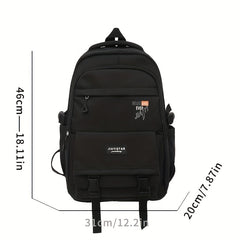 Letter Print Front Zip Backpack Purse Large Capacity Pockets Schoolbag